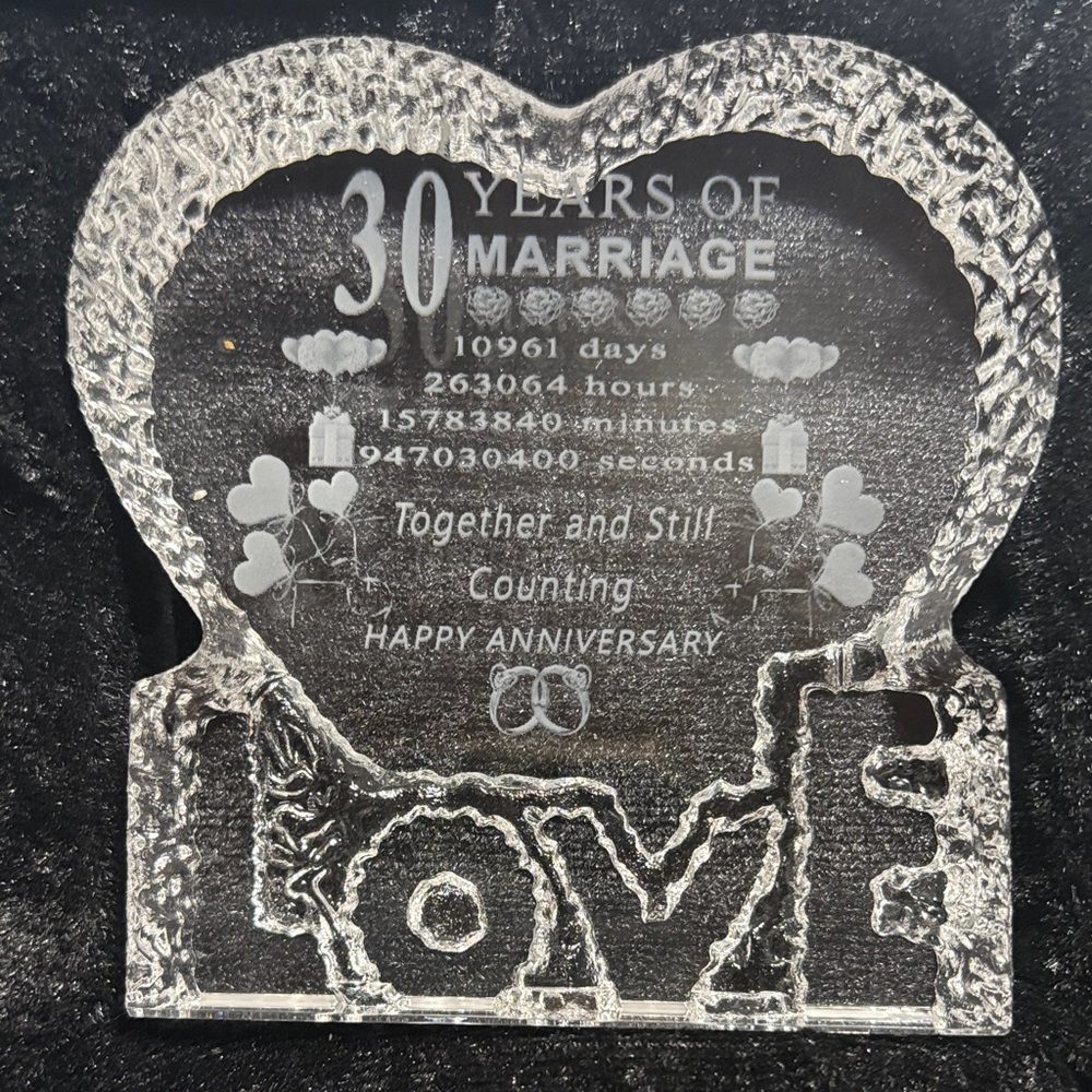 Heart-Shaped Crystal Anniversary Plaque